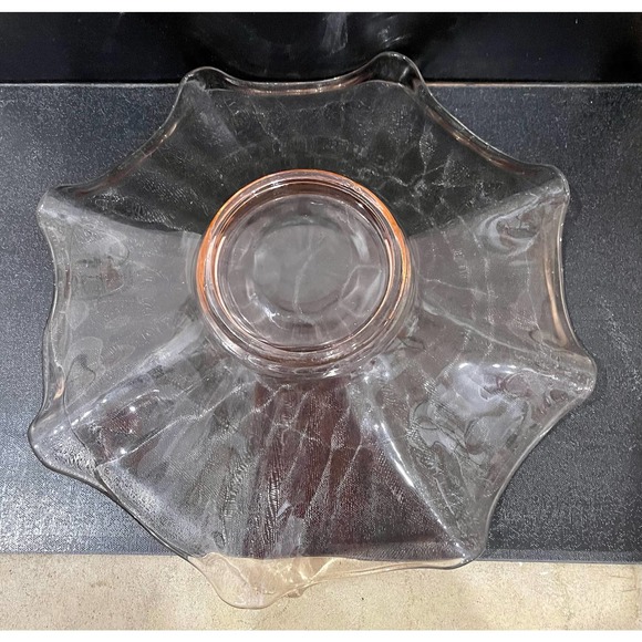 Vintage Pink Depression Glass Ruffled Bowl 14” Serving Bowl - Picture 6 of 6